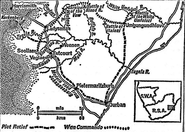  Routes of Piet Retief and Wen Commando used in the Great Trek